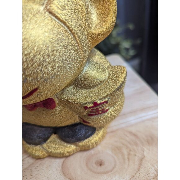 Ceramic Gold Fleck Monkey Bank - Year of the Monkey piggy bank 7 inch red tie - Picture 5 of 10